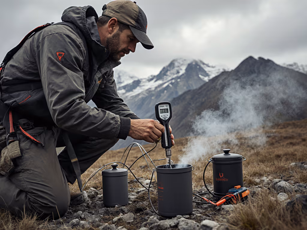 an_engineer_using_anemometer_to_test_stove_wind_resistance_in_alpine_setting